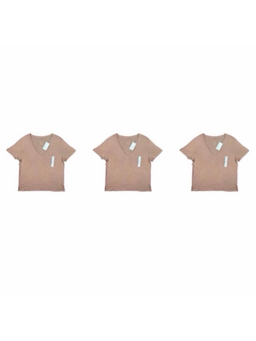 a new day Beige V-Neck Short Sleeve Tee - Size Large - Set of 3